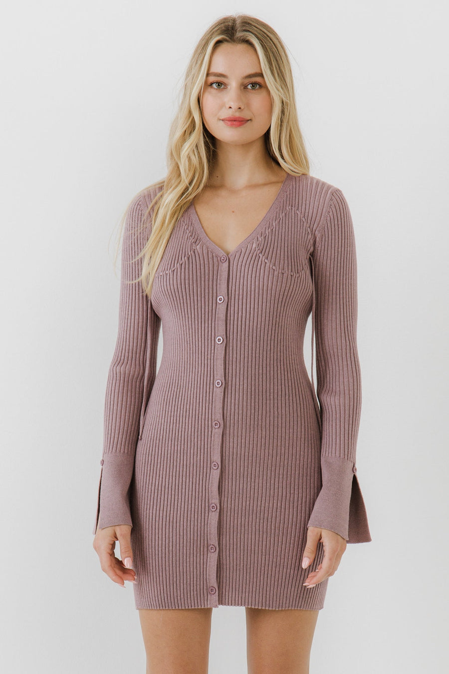 FREE THE ROSES - Button Up Corset Detail Knit Dress - DRESSES available at Objectrare