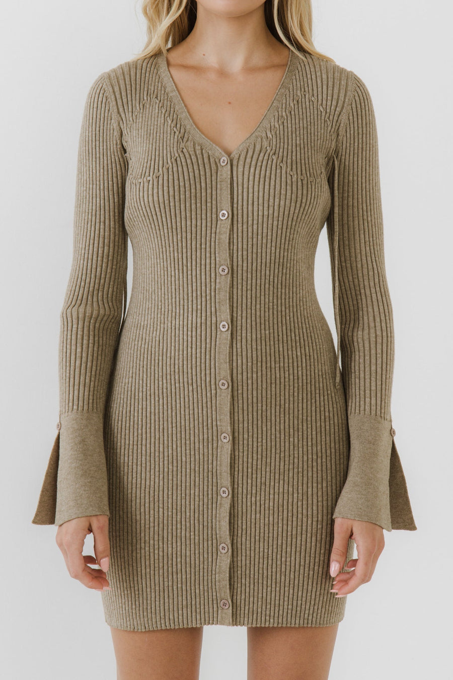 FREE THE ROSES - Button Up Corset Detail Knit Dress - DRESSES available at Objectrare