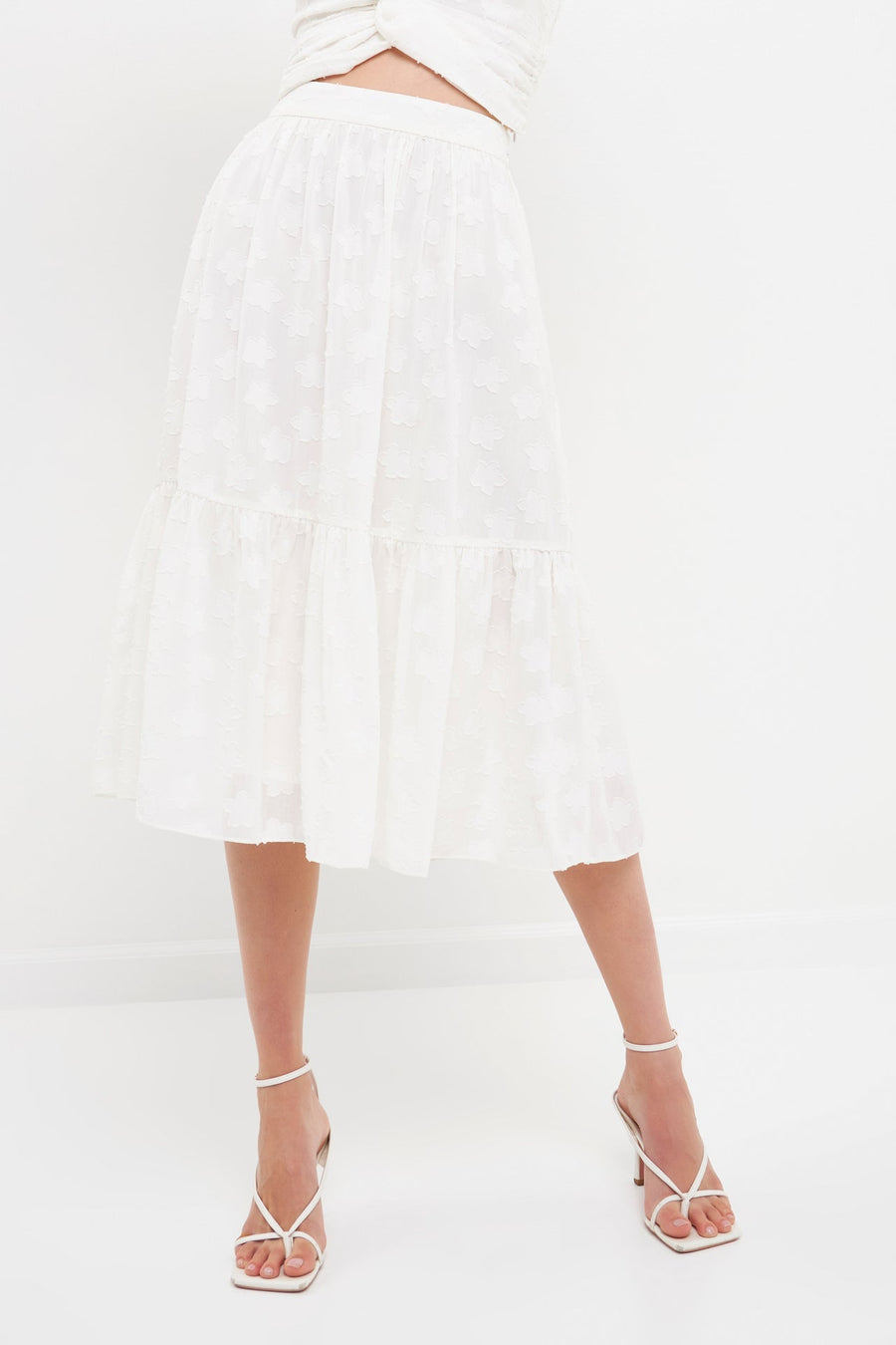 FREE THE ROSES - Floral Embroidered Tiered Skirt - SKIRTS available at Objectrare