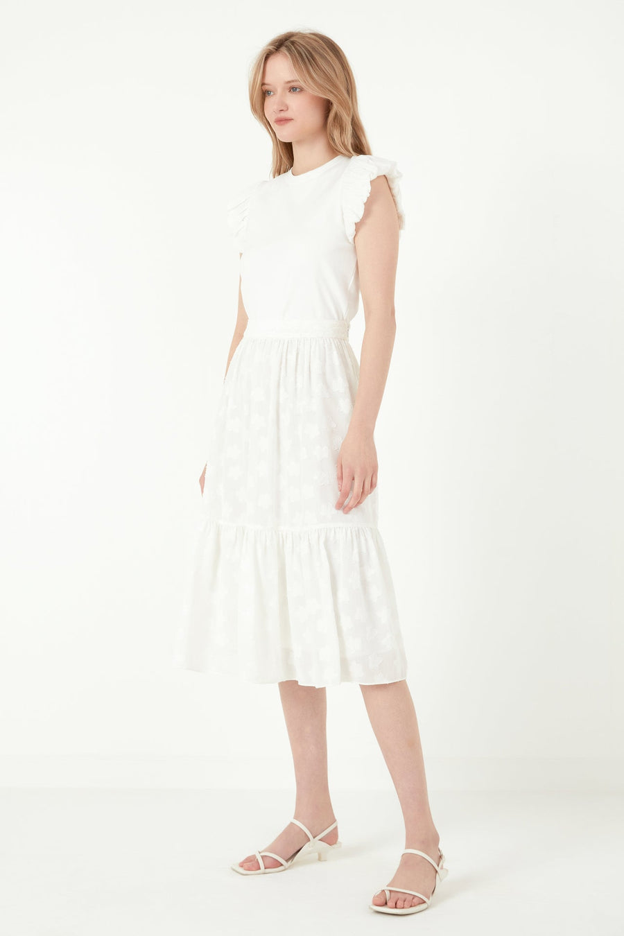 FREE THE ROSES - Floral Embroidered Tiered Skirt - SKIRTS available at Objectrare