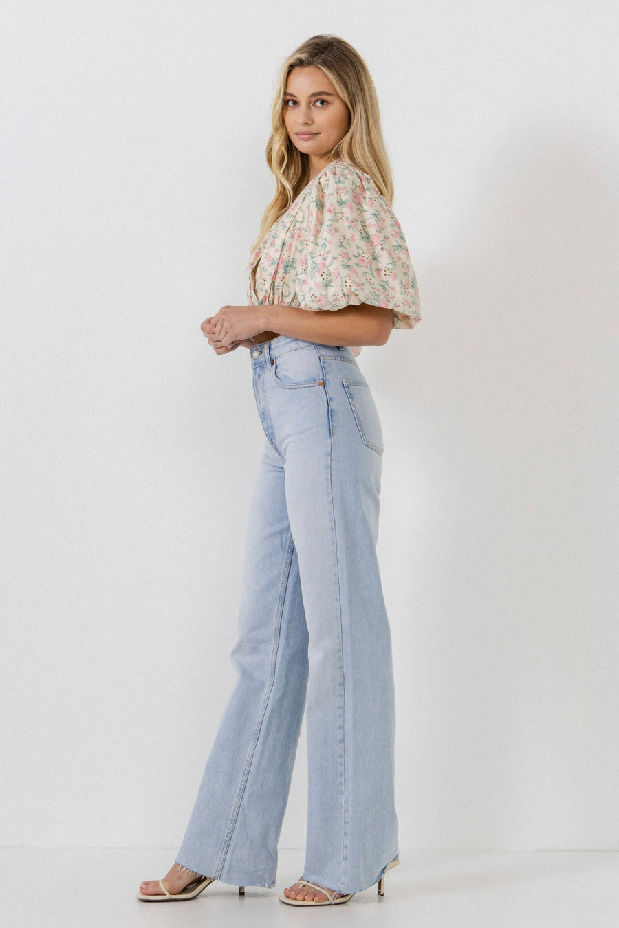 FREE THE ROSES - Floral Embroidered Blouson Top - TOPS available at Objectrare