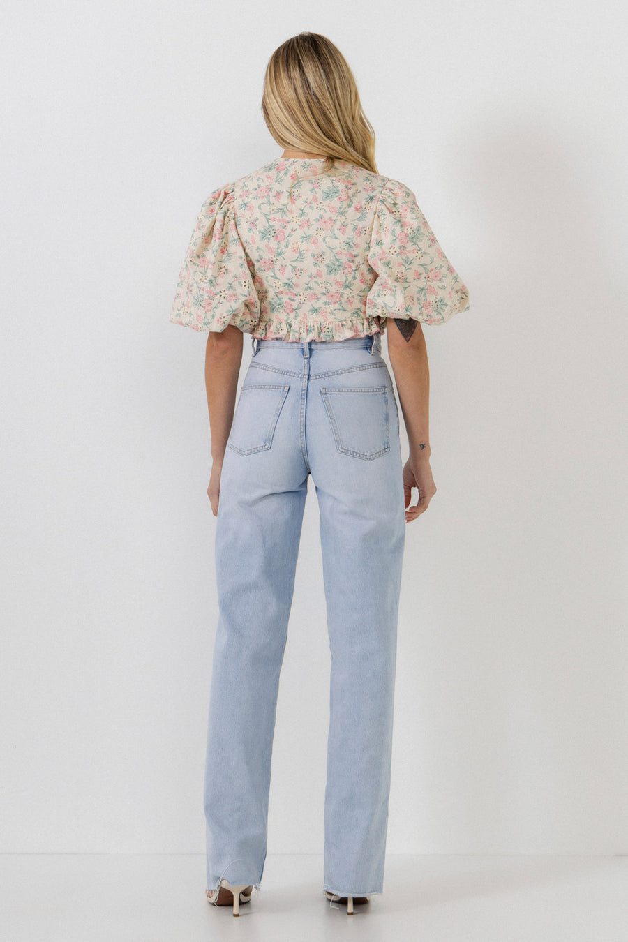 Floral Embroidered Blouson Top