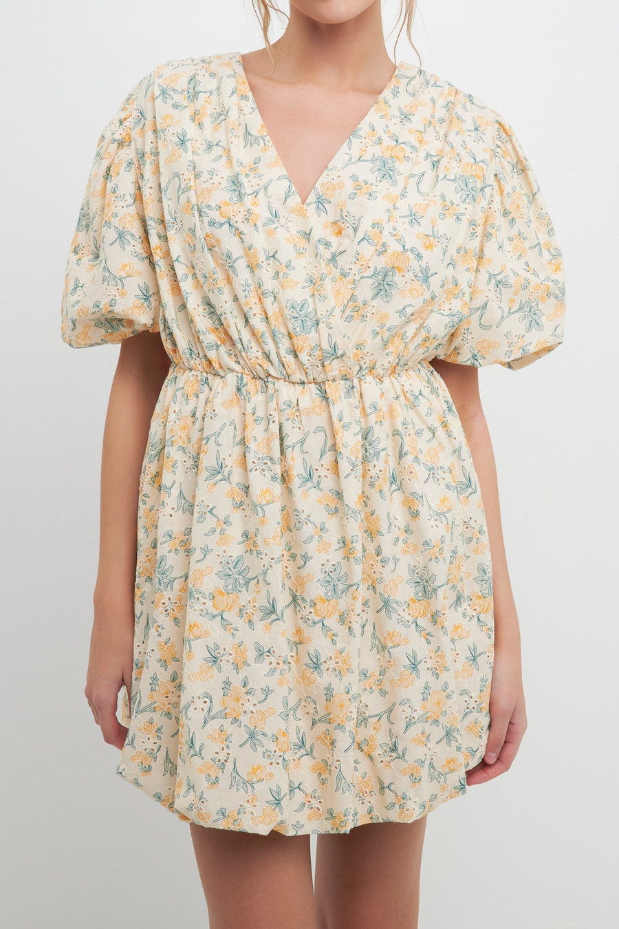 FREE THE ROSES - Floral Embroidered Bubble Mini Dress - DRESSES available at Objectrare