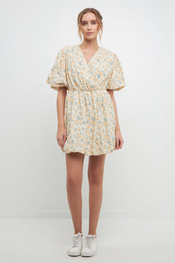 FREE THE ROSES - Floral Embroidered Bubble Mini Dress - DRESSES available at Objectrare