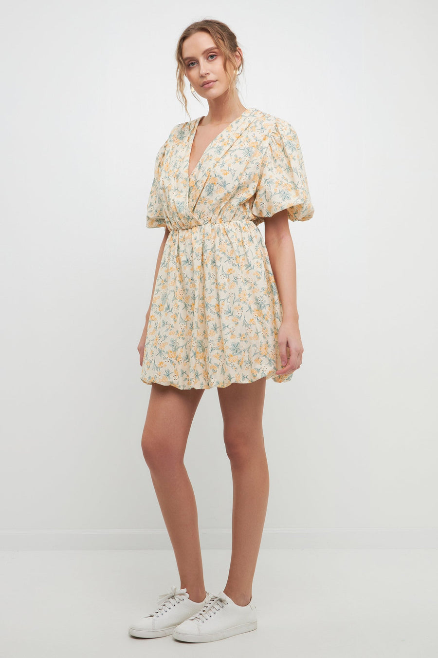 FREE THE ROSES - Floral Embroidered Bubble Mini Dress - DRESSES available at Objectrare