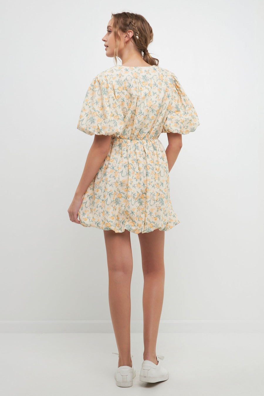 FREE THE ROSES - Floral Embroidered Bubble Mini Dress - DRESSES available at Objectrare