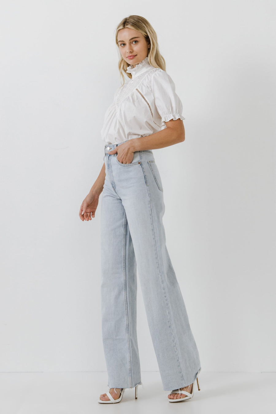 FREE THE ROSES - Short Sleeve Lace Yoke Blouse - SHIRTS & BLOUSES available at Objectrare