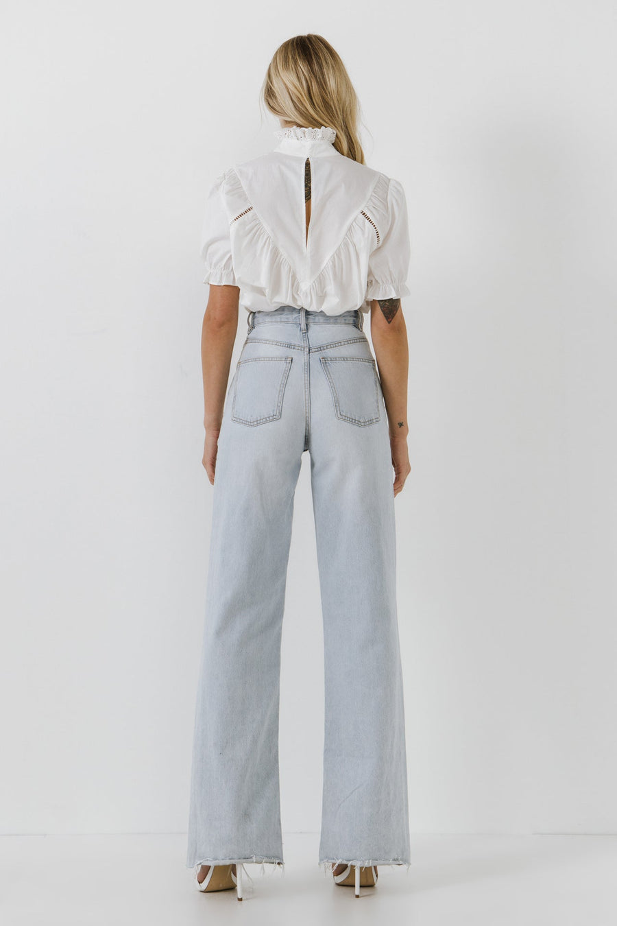 FREE THE ROSES - Short Sleeve Lace Yoke Blouse - SHIRTS & BLOUSES available at Objectrare