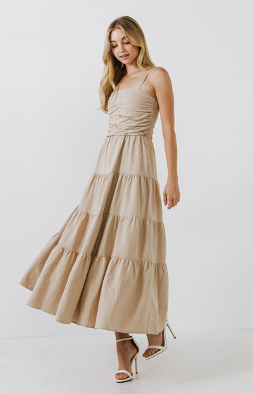 FREE THE ROSES - Strappy Draped Linen Dress - DRESSES available at Objectrare