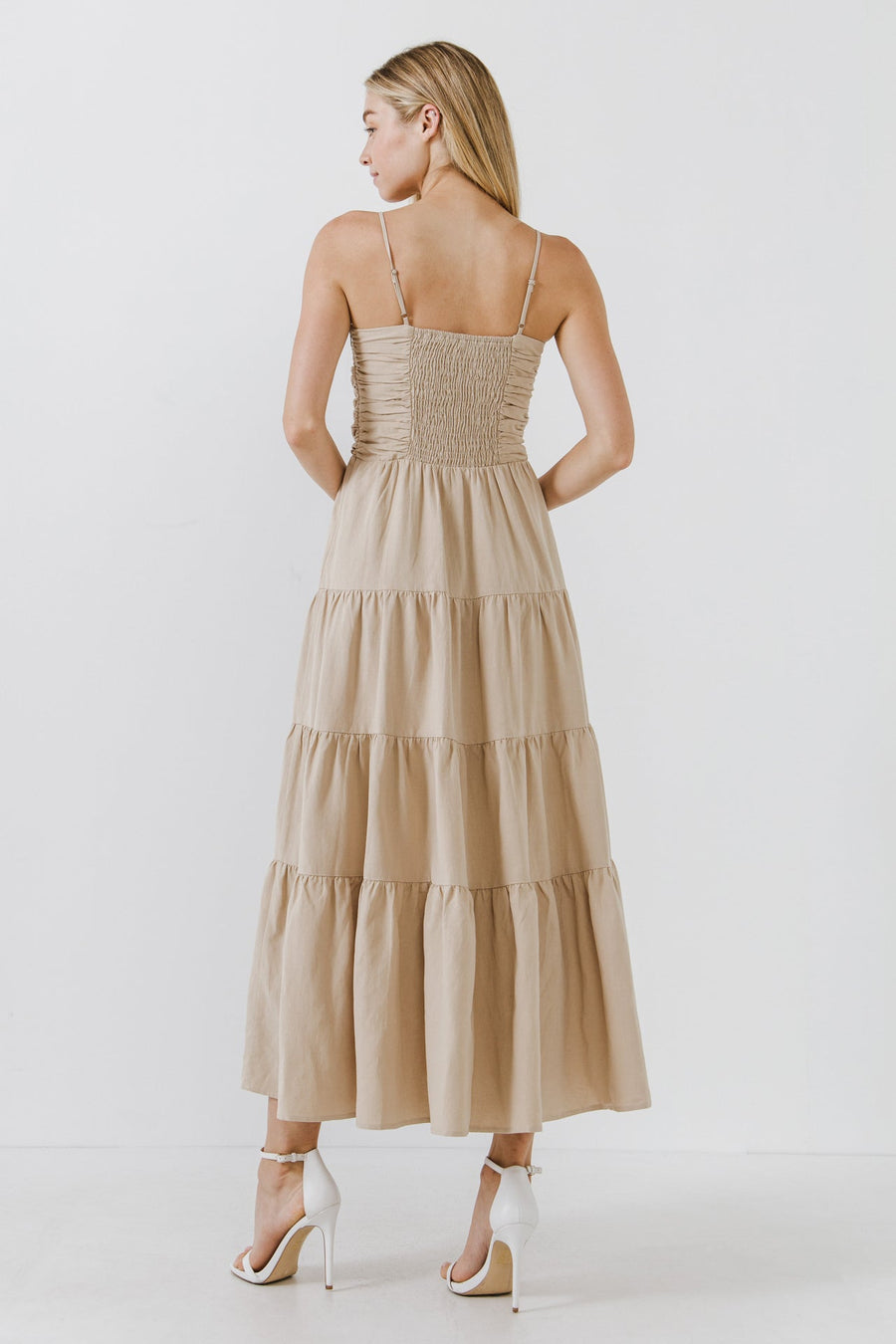 FREE THE ROSES - Strappy Draped Linen Dress - DRESSES available at Objectrare