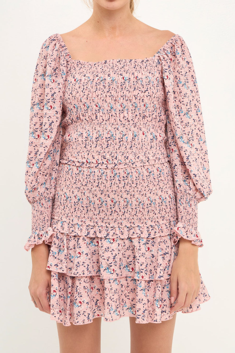 FREE THE ROSES - Floral Smocked Long Sleeve Top - TOPS available at Objectrare