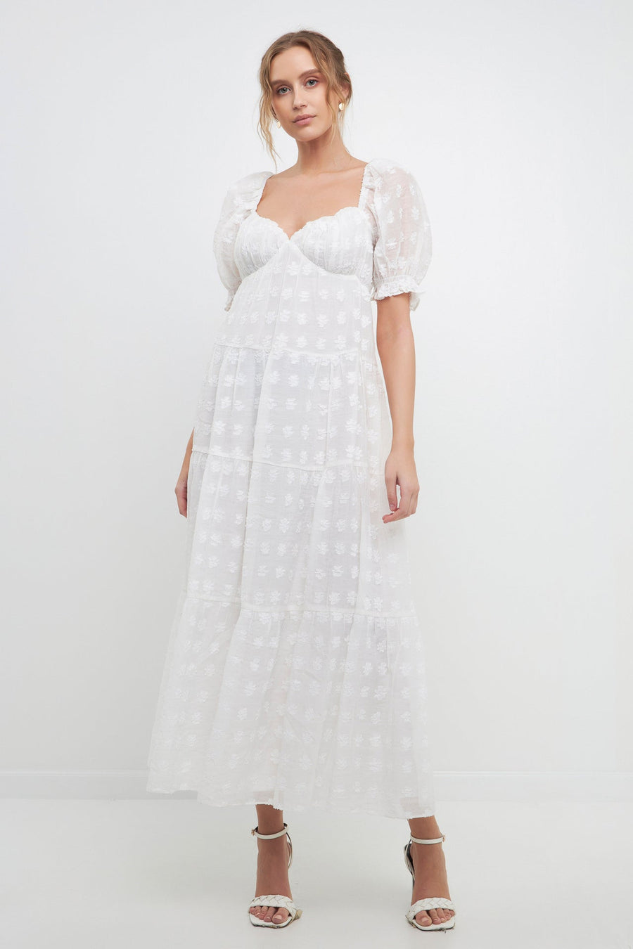 FREE THE ROSES - Sweetheart Tiered Short Sleeve Floral Maxi Dress - DRESSES available at Objectrare
