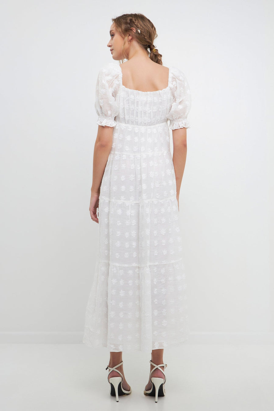 FREE THE ROSES - Sweetheart Tiered Short Sleeve Floral Maxi Dress - DRESSES available at Objectrare