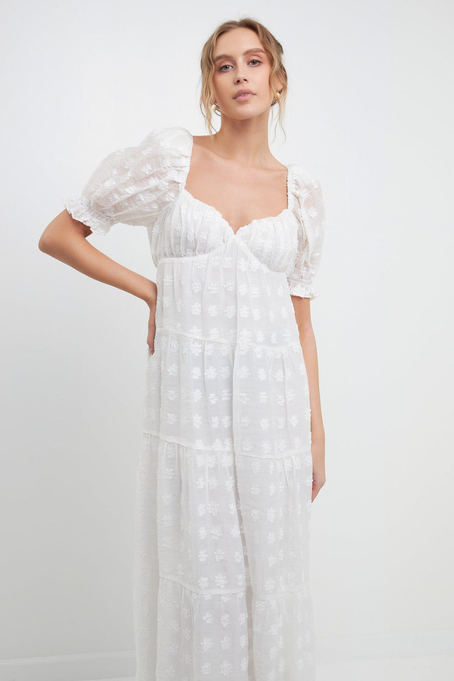 FREE THE ROSES - Sweetheart Tiered Short Sleeve Floral Maxi Dress - DRESSES available at Objectrare