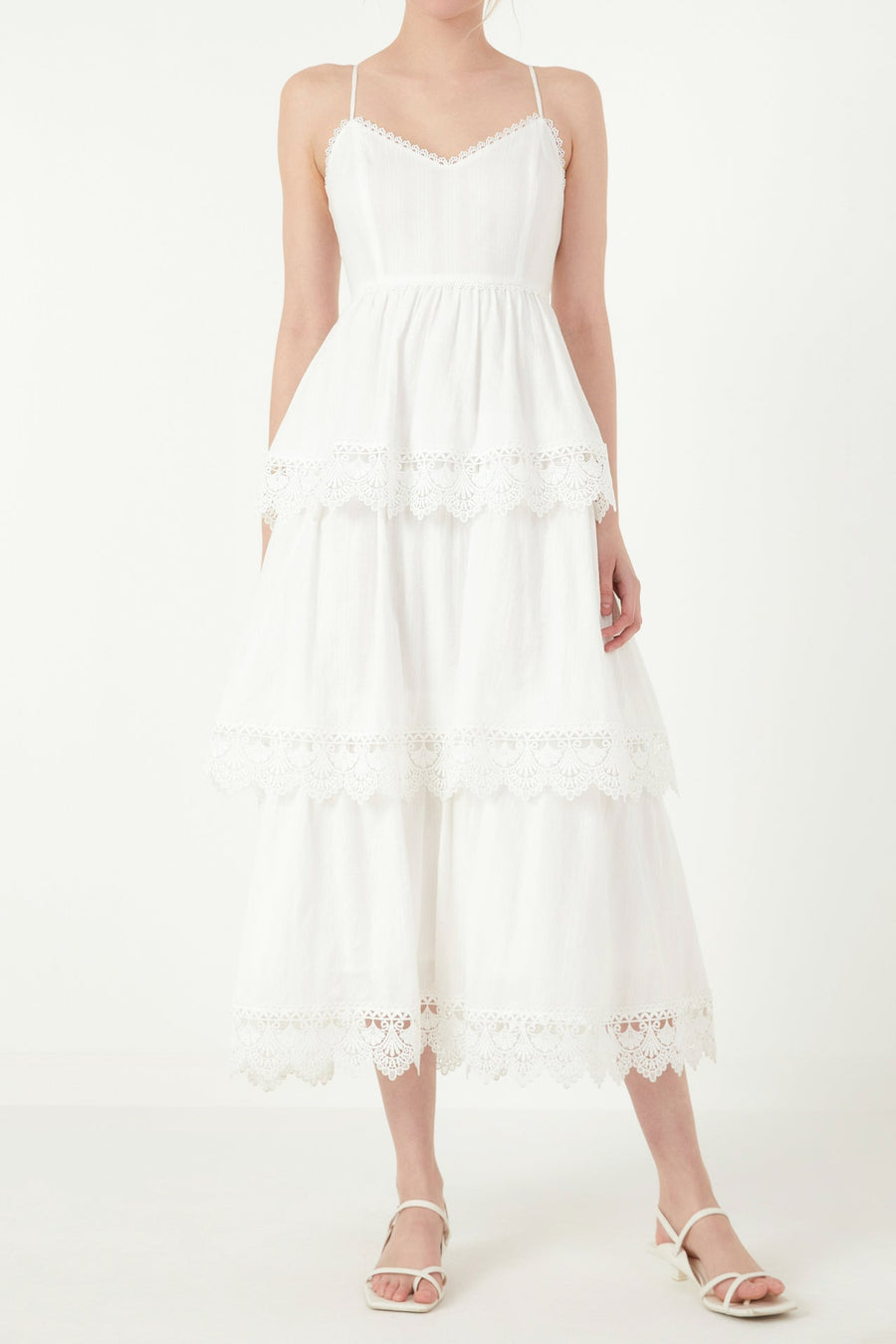 FREE THE ROSES - Floral Lace Tiered Trim Maxi Dress - DRESSES available at Objectrare