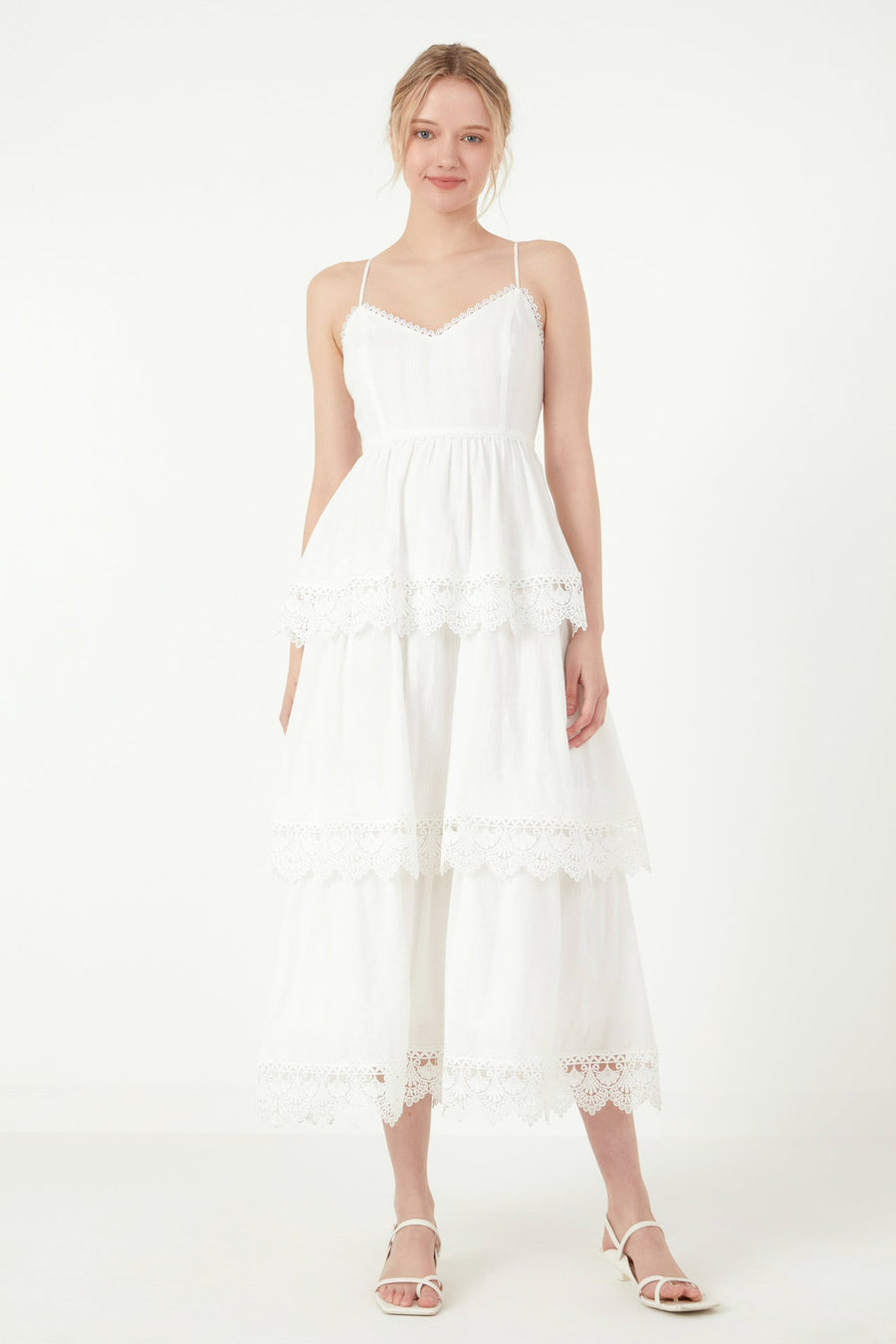FREE THE ROSES - Floral Lace Tiered Trim Maxi Dress - DRESSES available at Objectrare