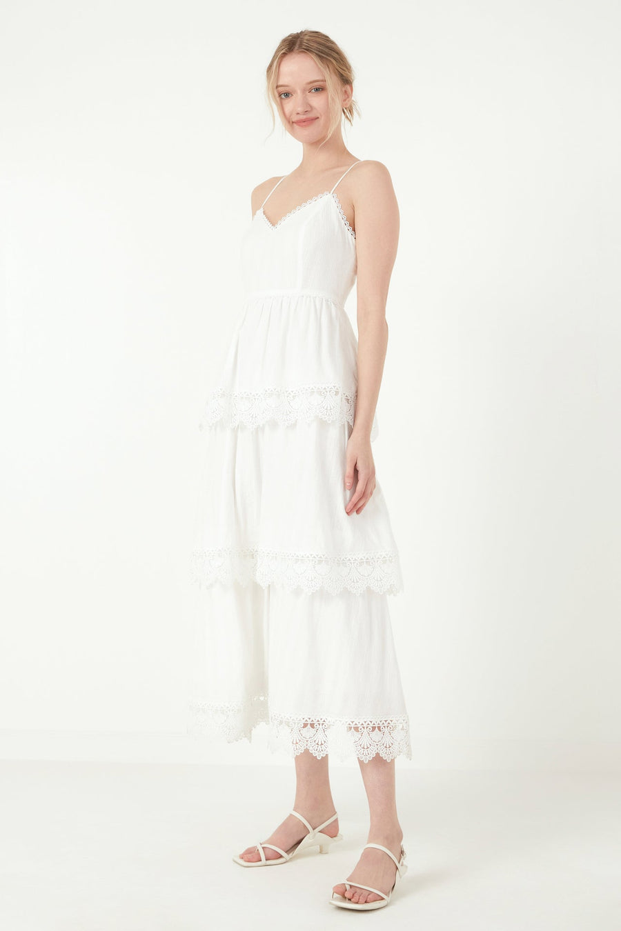FREE THE ROSES - Floral Lace Tiered Trim Maxi Dress - DRESSES available at Objectrare