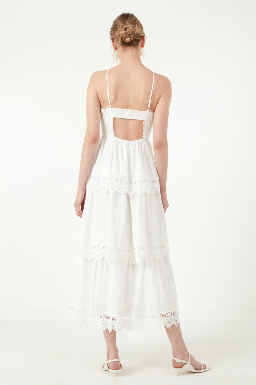 FREE THE ROSES - Floral Lace Tiered Trim Maxi Dress - DRESSES available at Objectrare