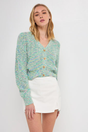 FREE THE ROSES - Heart Accent Button Multi Sweater - SWEATERS & KNITS available at Objectrare