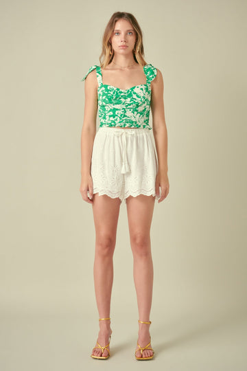 FREE THE ROSES - Floral Ruched Bow Tie Top - TOPS available at Objectrare