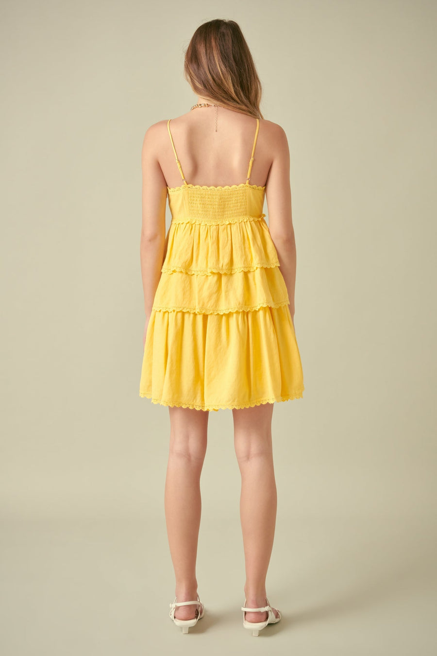 FREE THE ROSES - Lace Trimmed Tiered Mini Dress - DRESSES available at Objectrare