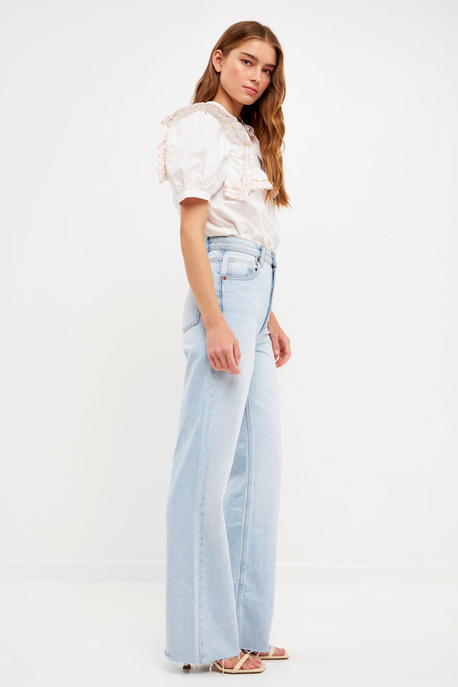 FREE THE ROSES - Floral Embroidered Short Sleeve Top - TOPS available at Objectrare