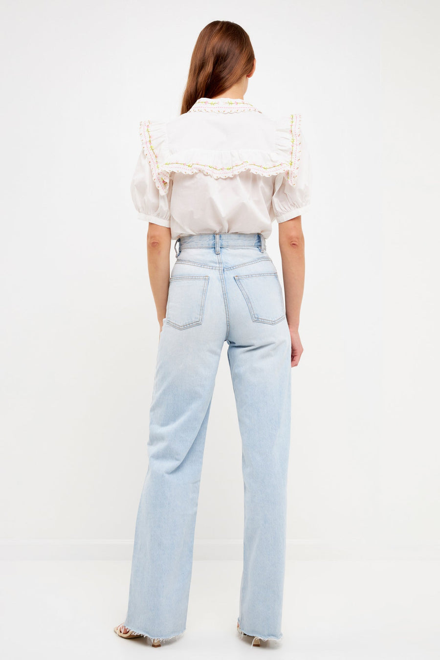 FREE THE ROSES - Floral Embroidered Short Sleeve Top - TOPS available at Objectrare