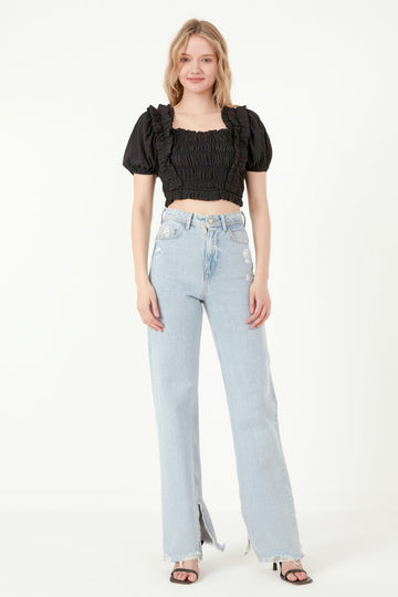 FREE THE ROSES - Smocked Cropped Top - TOPS available at Objectrare