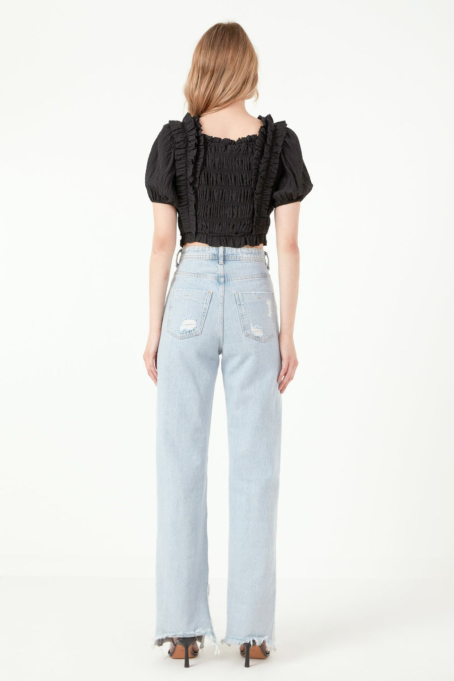 FREE THE ROSES - Smocked Cropped Top - TOPS available at Objectrare