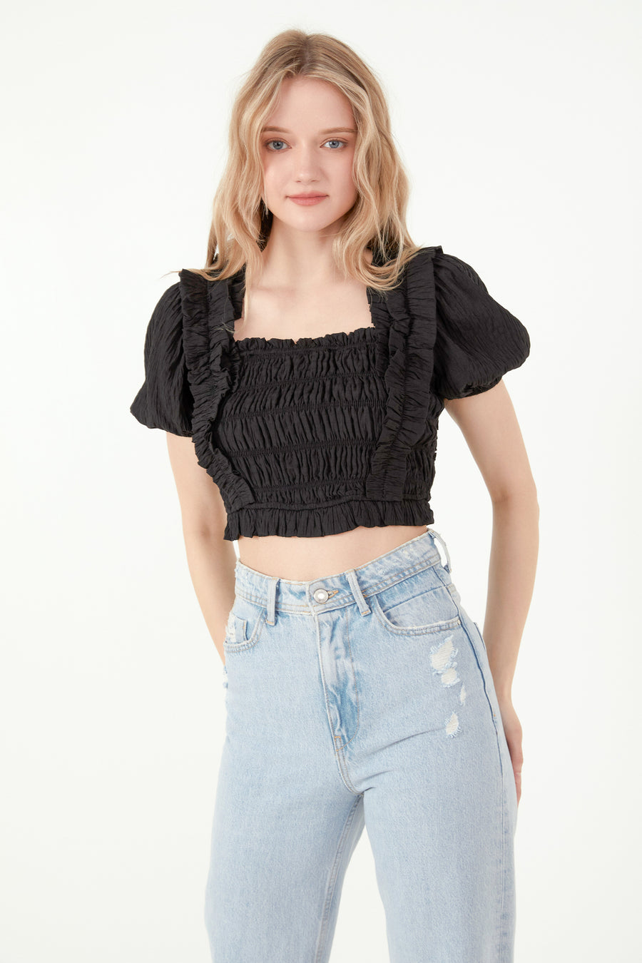 Smocked Cropped Top