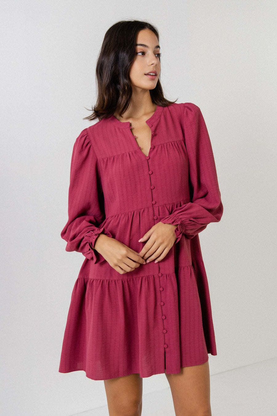 FREE THE ROSES - Texture Tiered Mini Dress - DRESSES available at Objectrare