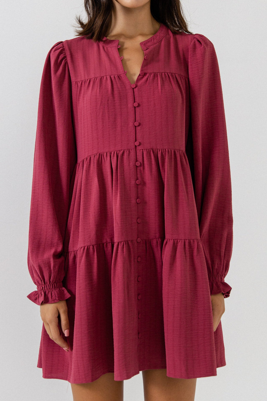 FREE THE ROSES - Texture Tiered Mini Dress - DRESSES available at Objectrare
