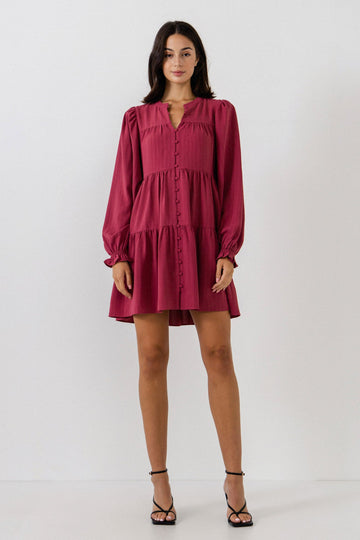 FREE THE ROSES - Texture Tiered Mini Dress - DRESSES available at Objectrare