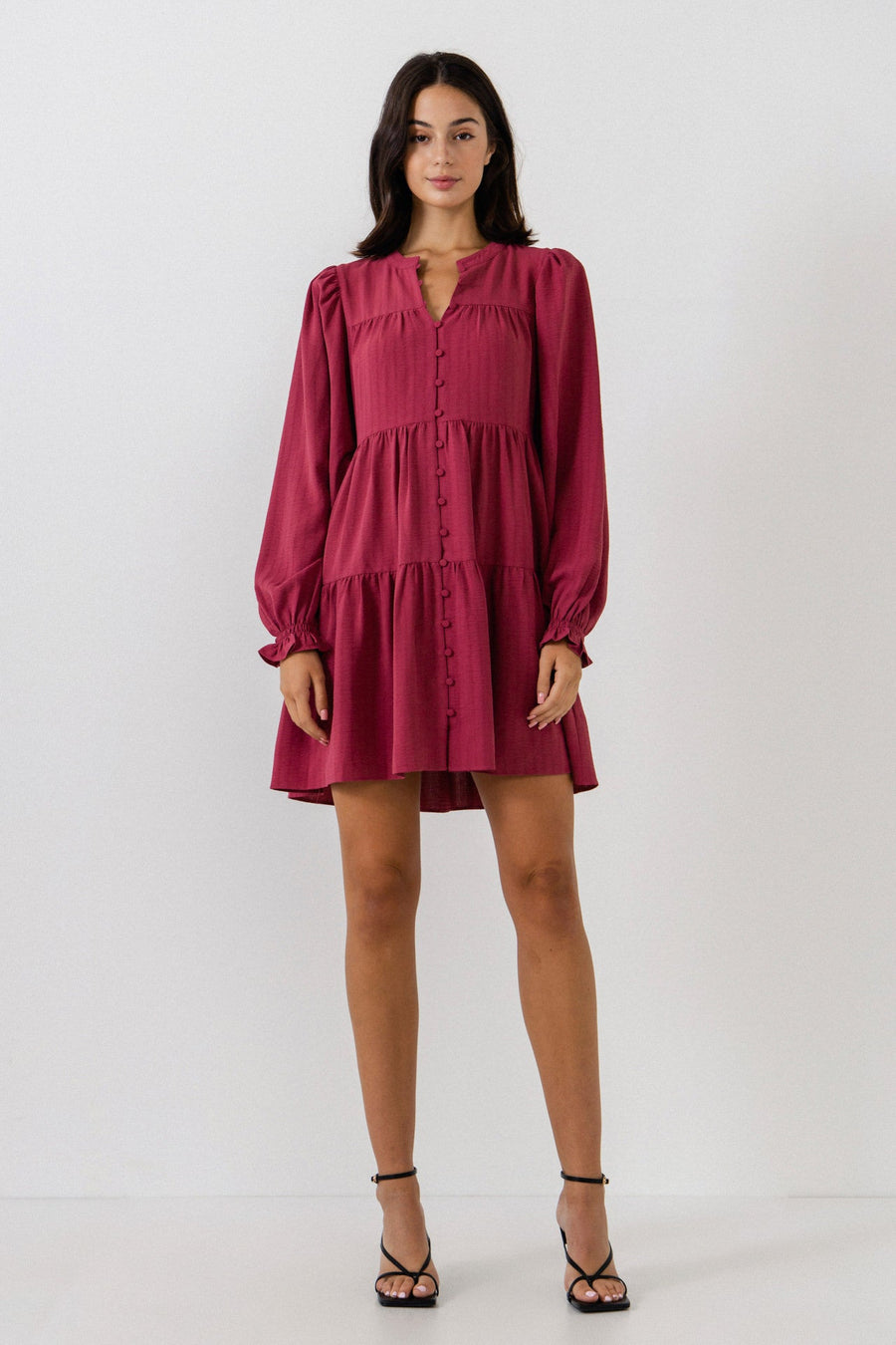 FREE THE ROSES - Texture Tiered Mini Dress - DRESSES available at Objectrare