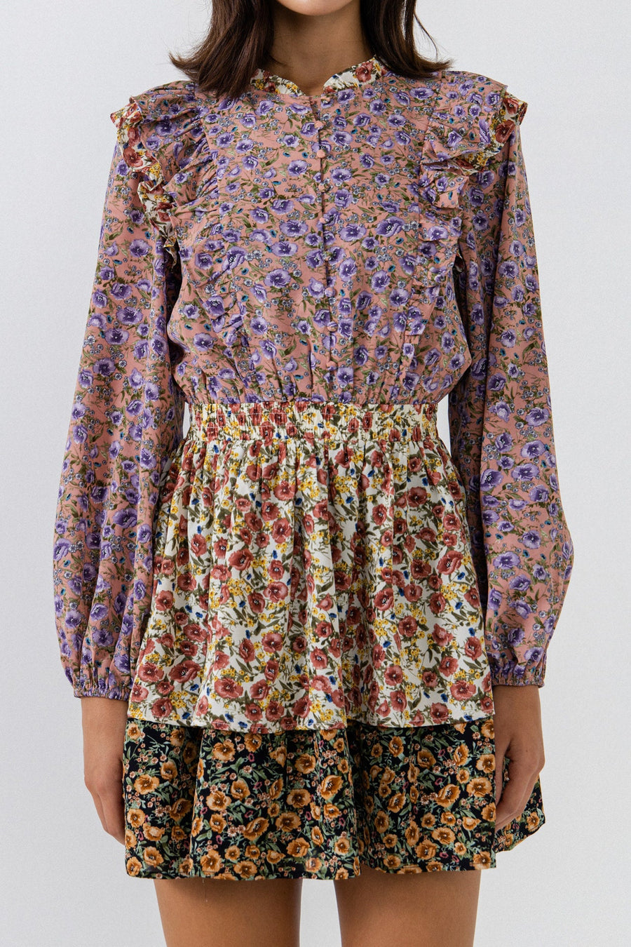 FREE THE ROSES - Floral Multi Color Mini Dress - DRESSES available at Objectrare