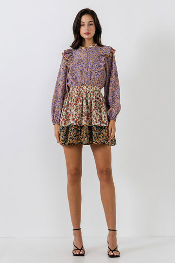 FREE THE ROSES - Floral Multi Color Mini Dress - DRESSES available at Objectrare