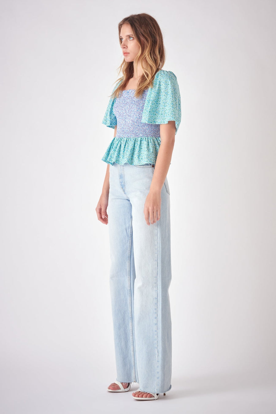 FREE THE ROSES - Floral Knit Smocked Top - TOPS available at Objectrare