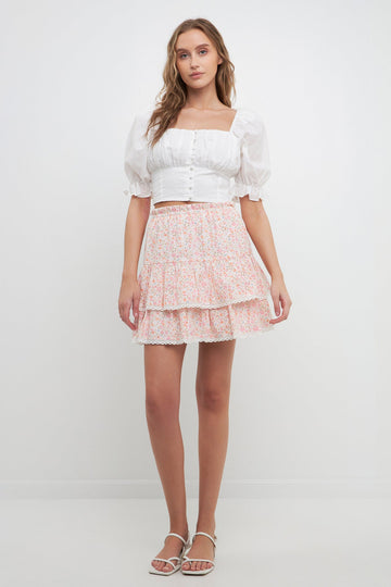 FREE THE ROSES - Button Closure Puff Sleeve Top - TOPS available at Objectrare