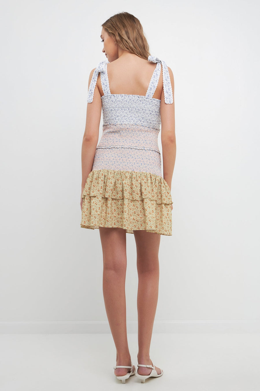 FREE THE ROSES - Floral Colorblock Mini Dress - DRESSES available at Objectrare