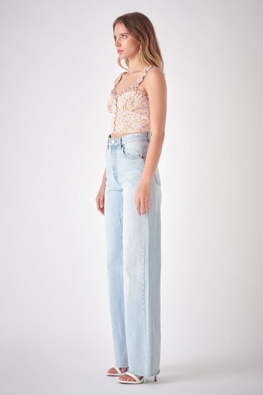 FREE THE ROSES - Floral Print Cropped Top - TOPS available at Objectrare