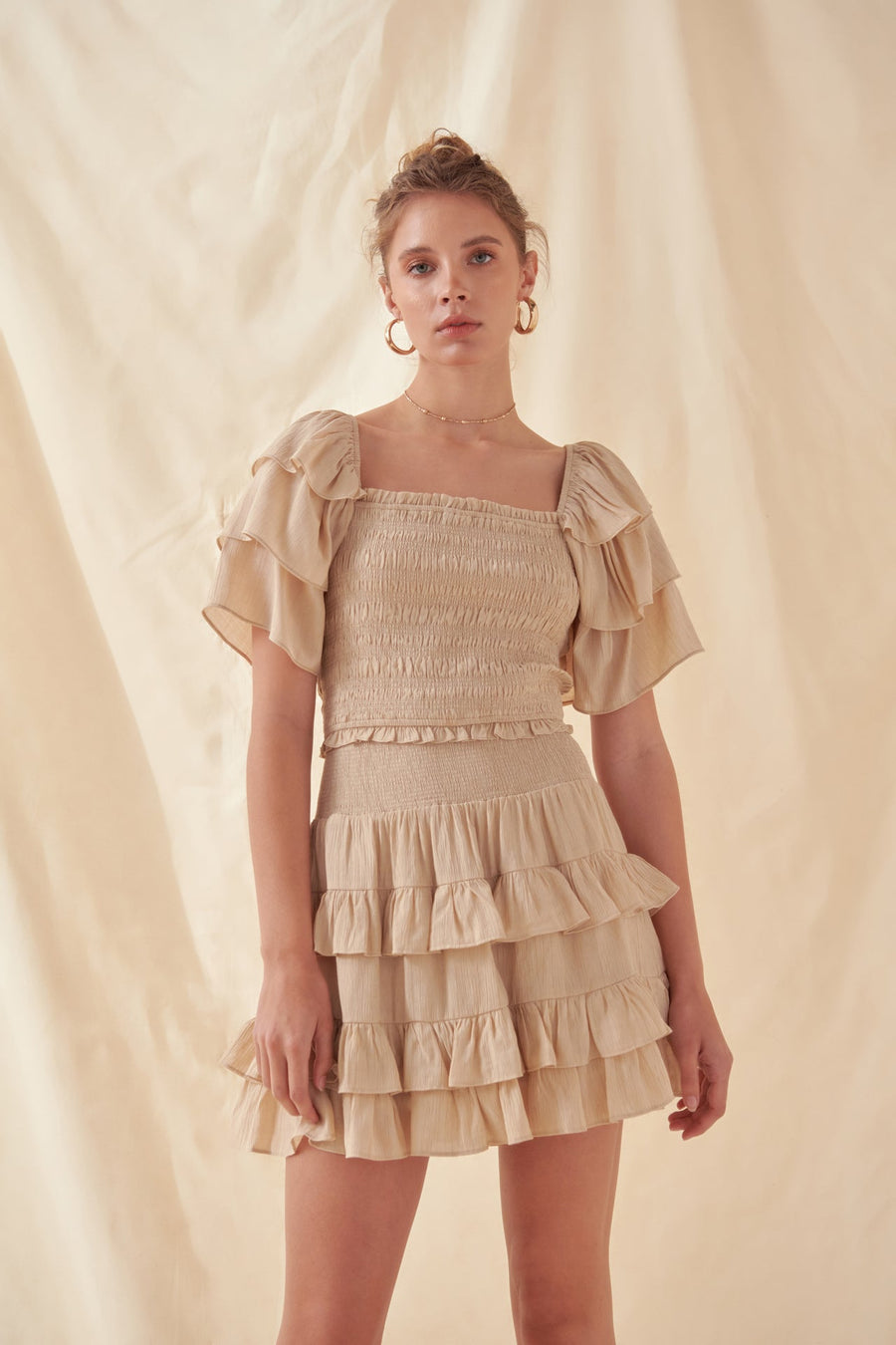 FREE THE ROSES - Smocked Ruffled Mini Skirt - SKIRTS available at Objectrare