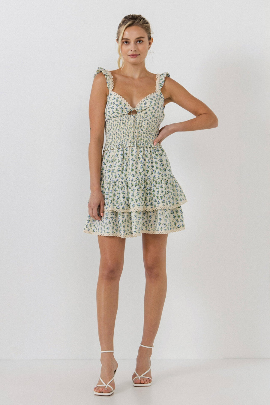 FREE THE ROSES - Floral Lace Trim Detail Mini Skirt - SKIRTS available at Objectrare