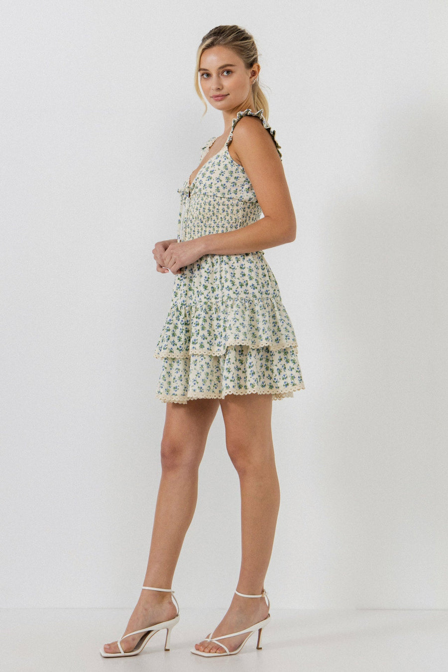 FREE THE ROSES - Floral Lace Trim Detail Mini Skirt - SKIRTS available at Objectrare