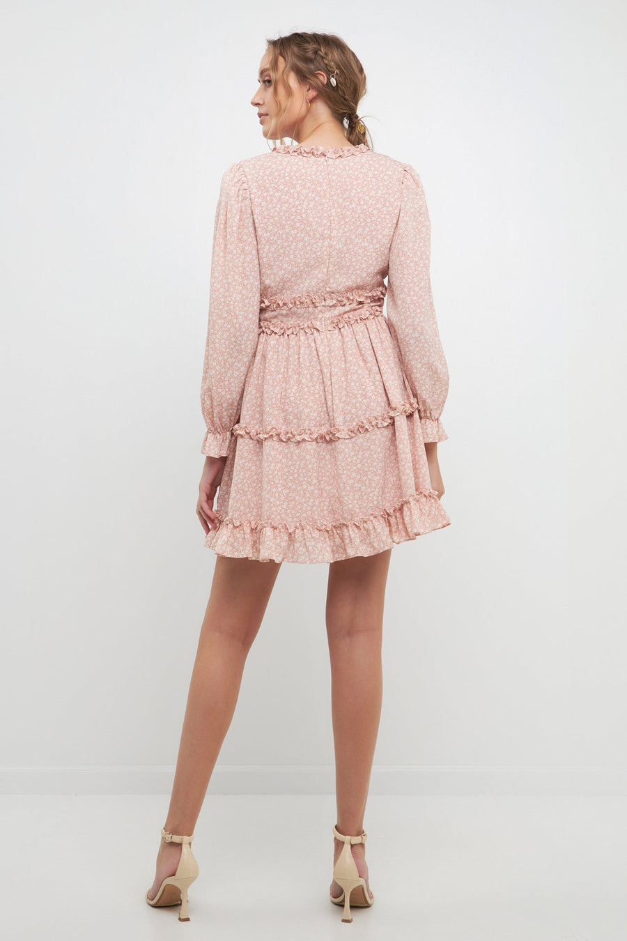 FREE THE ROSES - Floral Ruffle Detail Mini Dress - DRESSES available at Objectrare