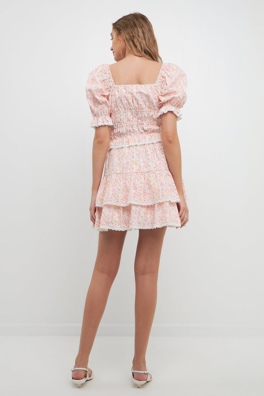 FREE THE ROSES - Floral Eyelet Smocked Cropped Top - TOPS available at Objectrare