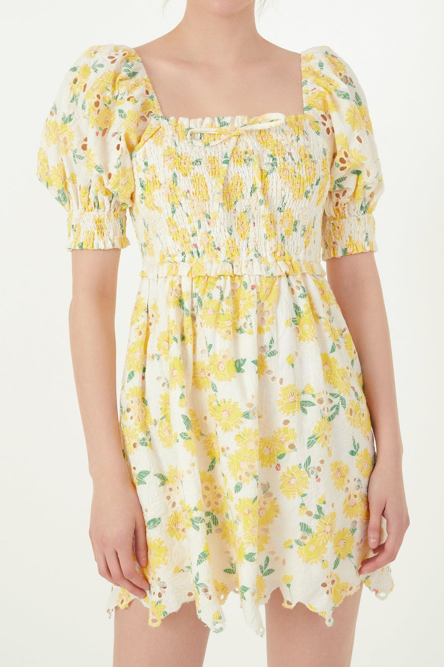FREE THE ROSES - Floral Embroidery Mini Dress - DRESSES available at Objectrare