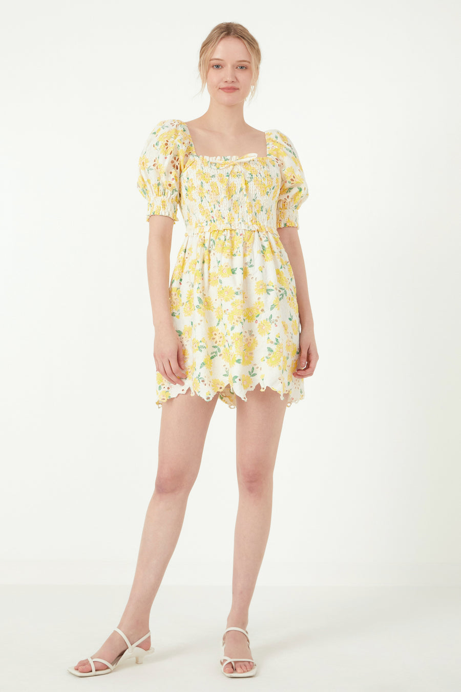 Floral Embroidery Mini Dress