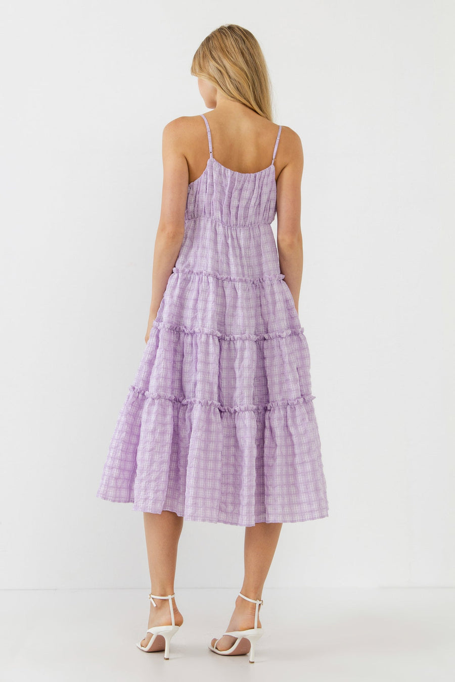 FREE THE ROSES - Check Print Gauze Midi Dress - DRESSES available at Objectrare