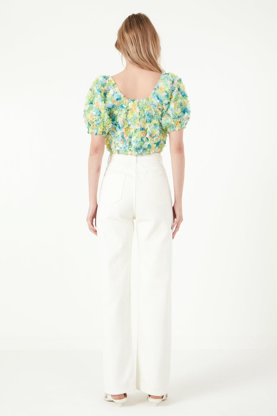 FREE THE ROSES - Multi Color embellishment Cropped Top - TOPS available at Objectrare