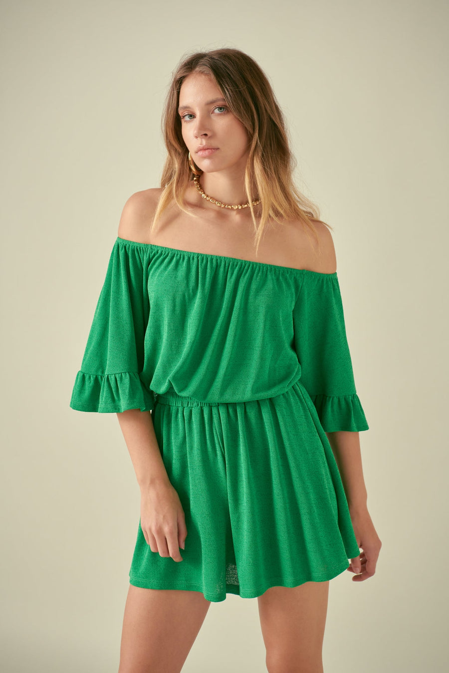 FREE THE ROSES - Off the Shoulder Knit Romper - ROMPERS available at Objectrare